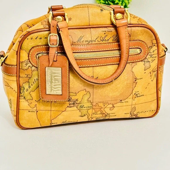 Alviero Martini Brown Map Print purse